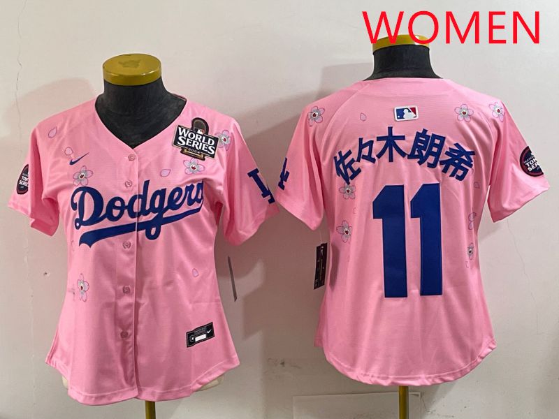 Women Los Angeles Dodgers #11 R.Sasaki Pink Sakura Edition 2025 Nike MLB Jersey style 7